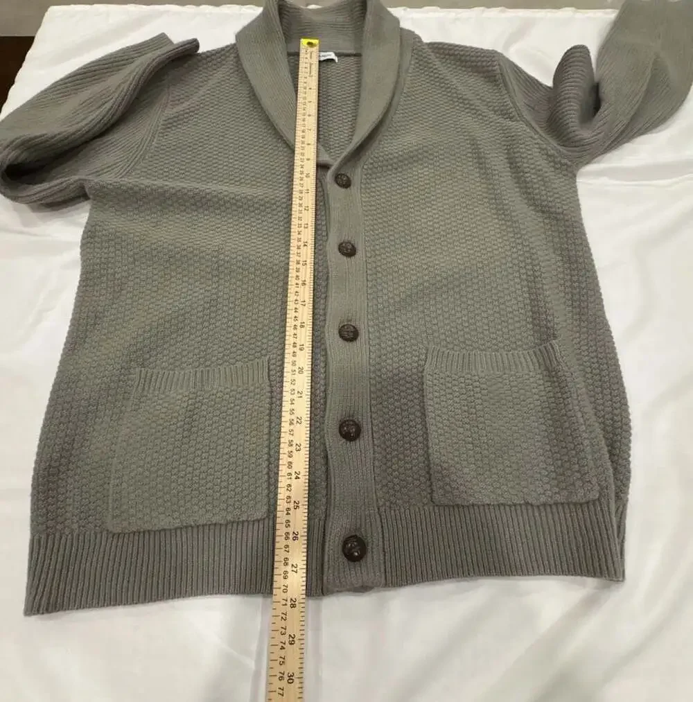 Runcati Men's Shawl Collar Button-Front Textured Knit Cardigan
